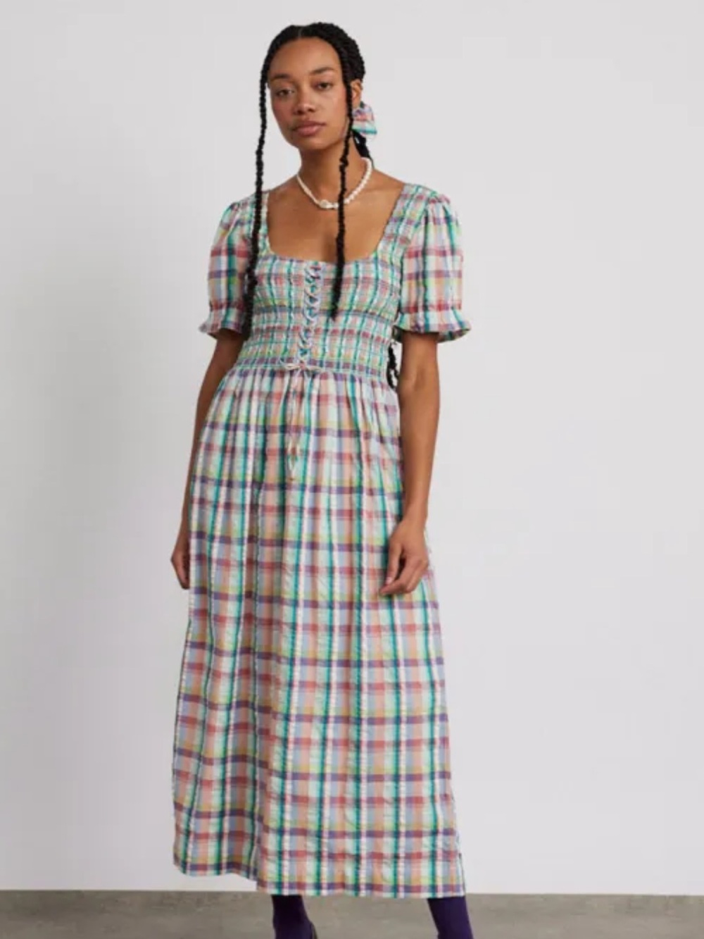 Damson madder check print dress